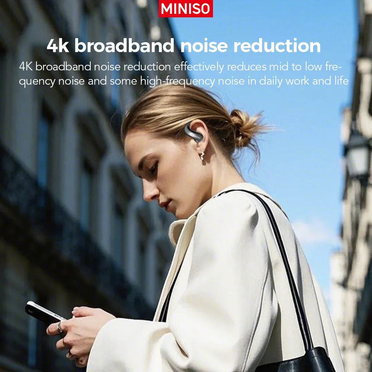 MINISO MS188 AI-vertaaloordopjes, draadloze Bluetooth-hoofdtelefoon met extra lange batterijduur