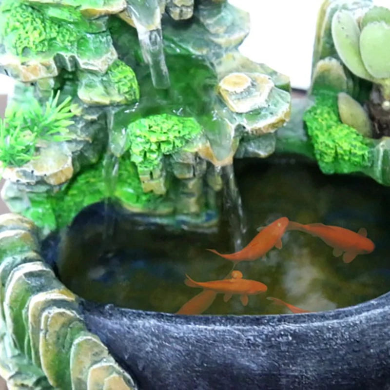 Groene Rotstuin met Waterval, Feng Shui Waterfontein voor Binnen