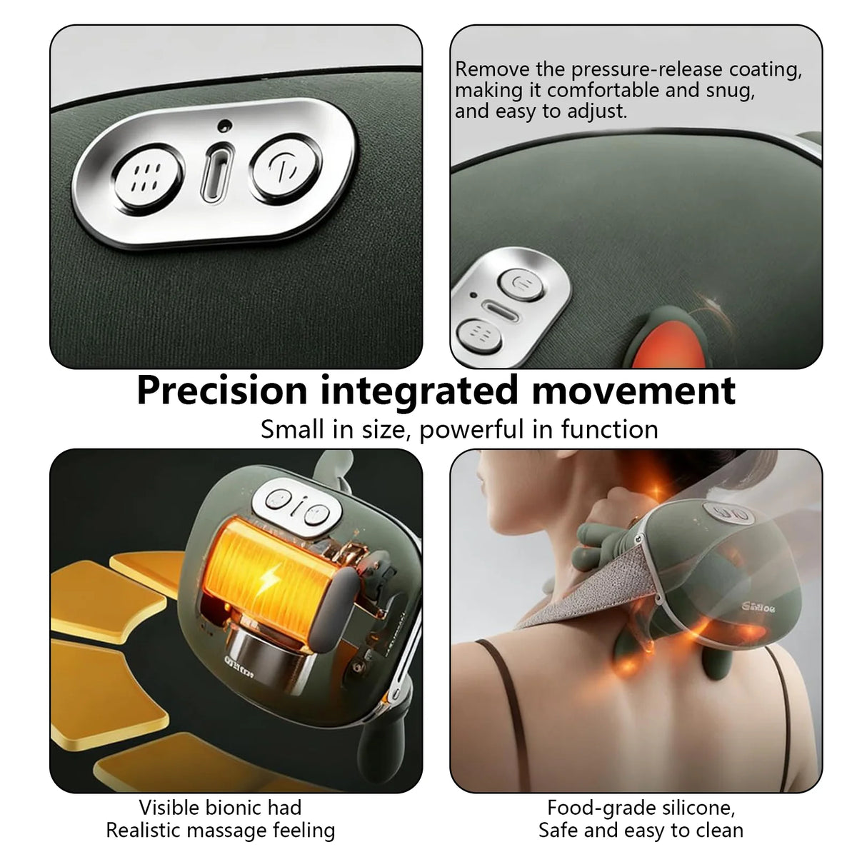 Draadloze oplaadbare nek- en schoudermassager met USB, 2000 mAh, 3 massagestanden en 2 warmtestanden (40–45 °C), 4D-kneding, ergonomisch, voor thuis, kantoor en onderweg