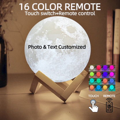 Gepersonaliseerde 3D-geprinte maanlamp met foto en tekst, USB-nachtlampje voor verjaardag, Moederdag, Valentijnsdag en Kerstmis