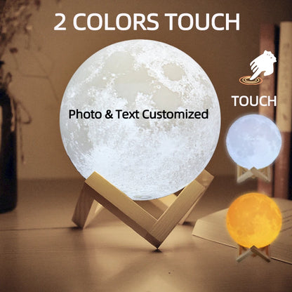 Gepersonaliseerde 3D-geprinte maanlamp met foto en tekst, USB-nachtlampje voor verjaardag, Moederdag, Valentijnsdag en Kerstmis