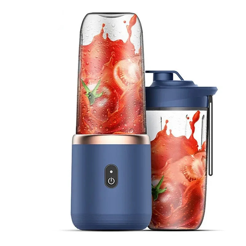 Draagbare elektrische mini-blender voor vruchtensap, USB-oplaadbaar, 6 messen, sapbeker voor thuis en in de keuken