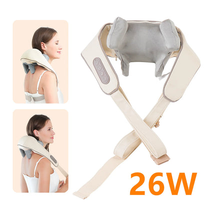 USB oplaadbare nek- en schoudermassager 2000mAh batterij 3 massagemodi 2 verwarmingsniveaus 40 ° C/45 ° C Hot Compress 4D Kneedende Ergonomische Draadloze Massageapparaat voor Thuis, Kantoor en Reizen