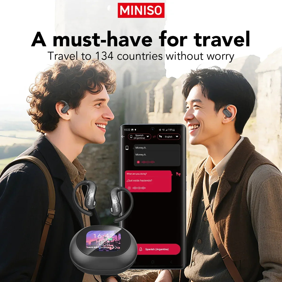 MINISO MS188 AI-vertaaloordopjes, draadloze Bluetooth-hoofdtelefoon met extra lange batterijduur