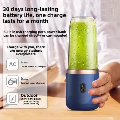 Draagbare elektrische mini-blender voor vruchtensap, USB-oplaadbaar, 6 messen, sapbeker voor thuis en in de keuken