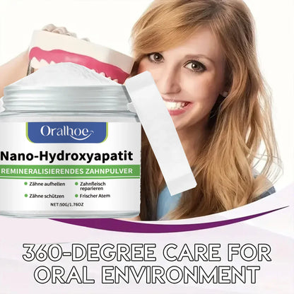 Tandenbleekpoeder met 10% hydroxyapatiet, remineralisatie, frisse muntsmaak en glazuurherstel