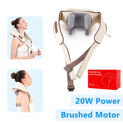 USB oplaadbare nek- en schoudermassager 2000mAh batterij 3 massagemodi 2 verwarmingsniveaus 40 ° C/45 ° C Hot Compress 4D Kneedende Ergonomische Draadloze Massageapparaat voor Thuis, Kantoor en Reizen