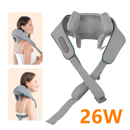 USB oplaadbare nek- en schoudermassager 2000mAh batterij 3 massagemodi 2 verwarmingsniveaus 40 ° C/45 ° C Hot Compress 4D Kneedende Ergonomische Draadloze Massageapparaat voor Thuis, Kantoor en Reizen