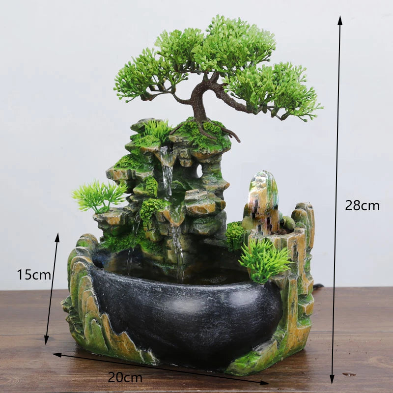Groene Rotstuin met Waterval, Feng Shui Waterfontein voor Binnen