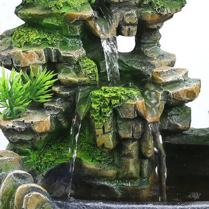 Groene Rotstuin met Waterval, Feng Shui Waterfontein voor Binnen